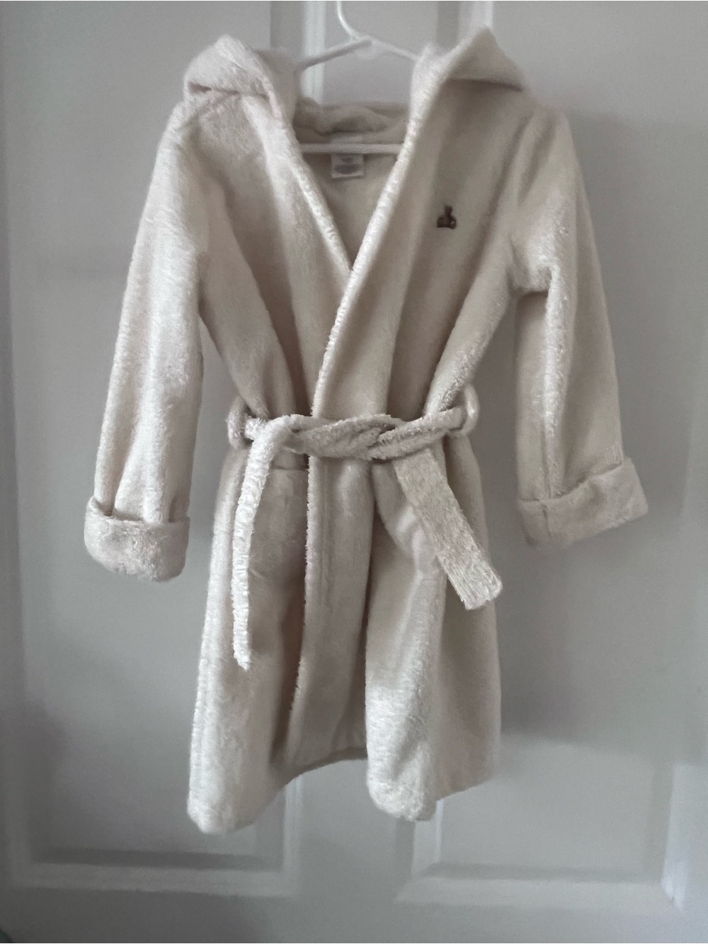 babyGAP Cream Plush Bear Hooded Kids Robe with Belt